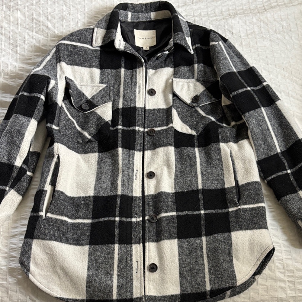 Thread & Supply Black and White Plaid Flannel Jacket/Shacket